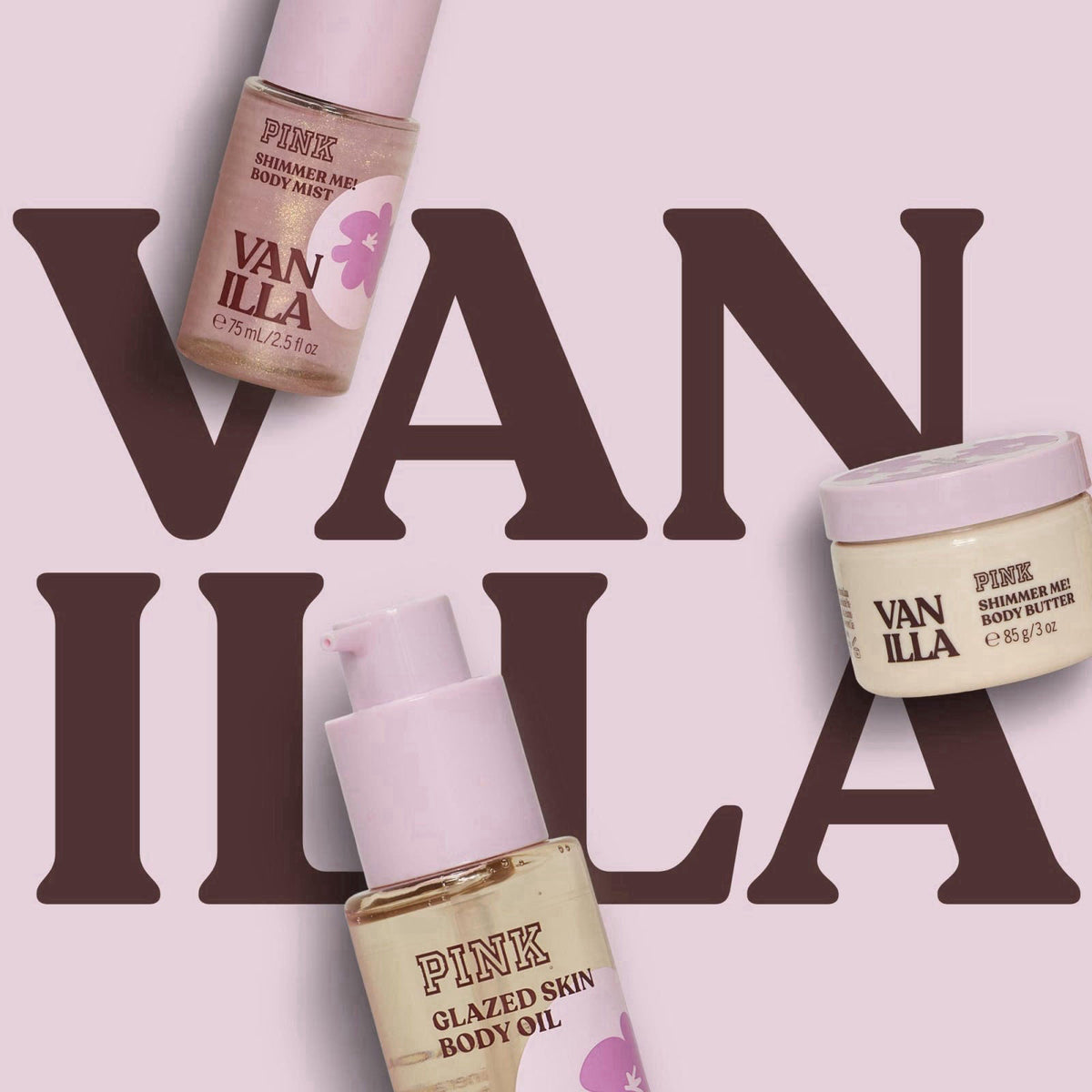 Victoria's Secret PINK 3 piece Vanilla Gift set – close-up detail