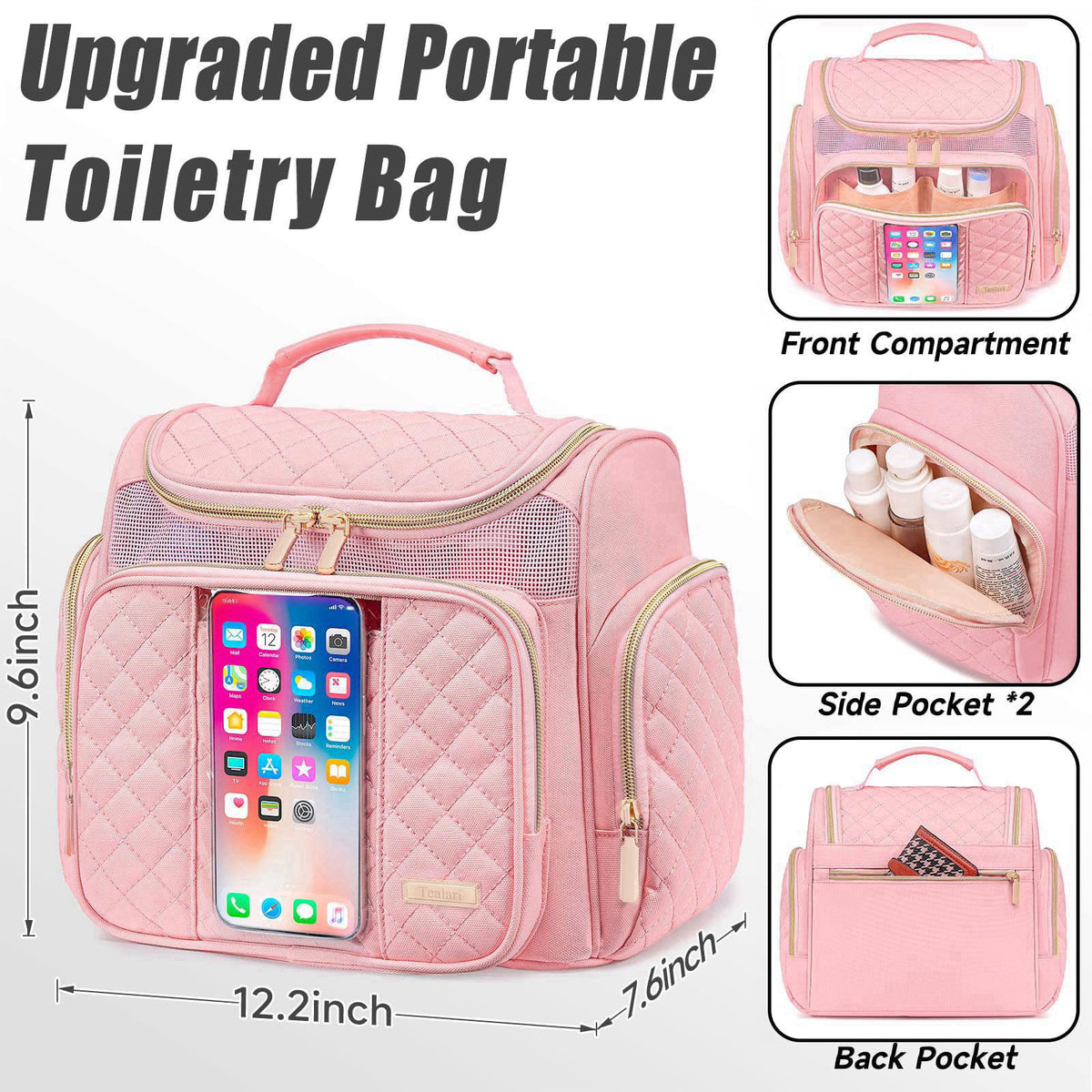 Tealari Large Toiletry Bag for Women Men,Bathroom Bag,Water Resistant Shower Bag,Makeup Bag,Portable Shower Caddy for Co