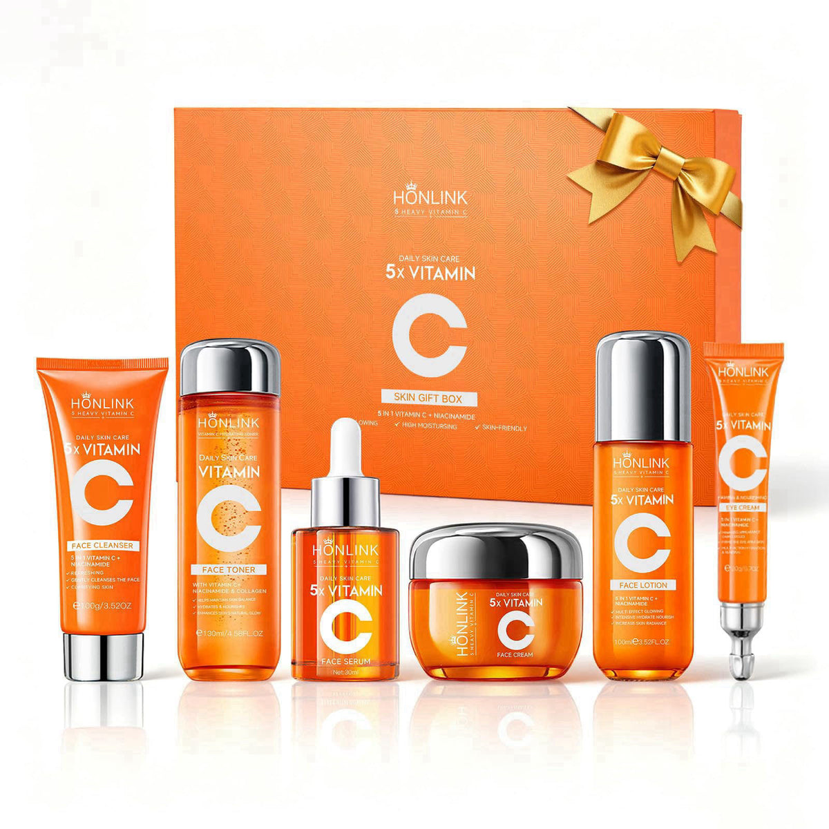 HONLINK Vitamin C Skincare Set for Women, 6-Step Face Care Routine – product photo (Sets &amp; Kits)