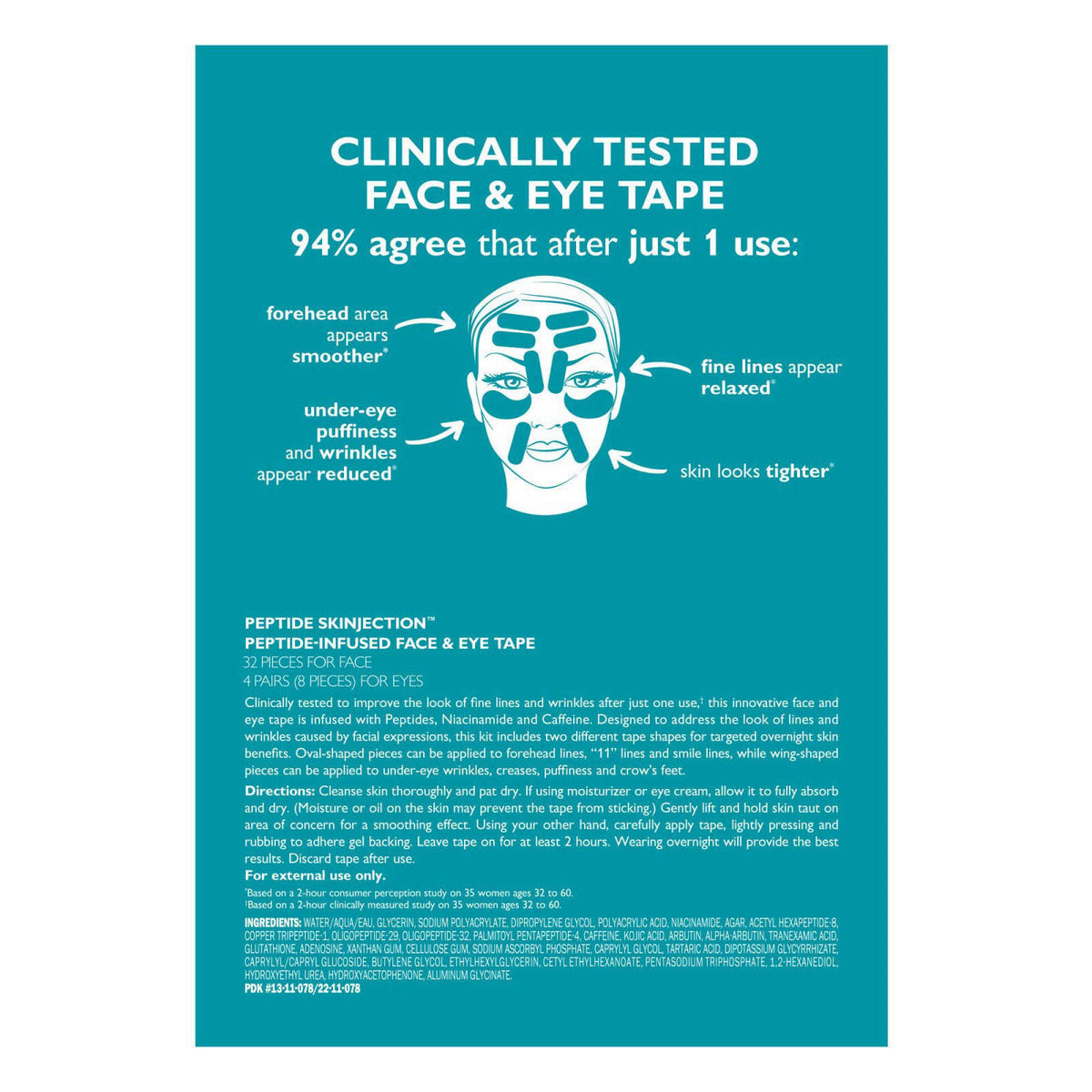 Peter Thomas Roth | Peptide Skinjection™ ​Peptide-Infused Face & Eye Tape | Face Tape For Wrinkles and Aging Skin | Pept