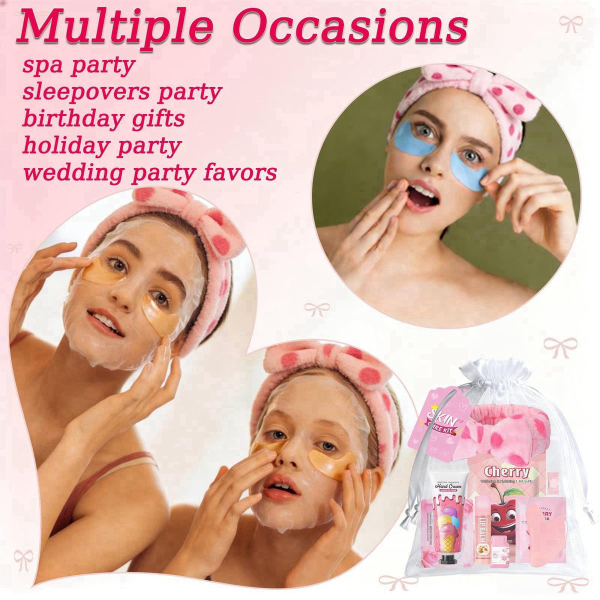 Tudona 72 PCS Spa Party Supplies for Girls,Spa Party Favors Include Face Masks Skincare, Lip Balm, Under Eye Patches, Fo