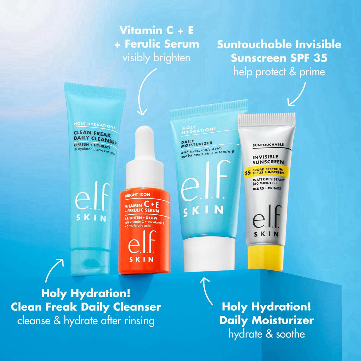 e.l.f. SKIN Wake the e.l.f. Up Skincare Kit – packaging and label