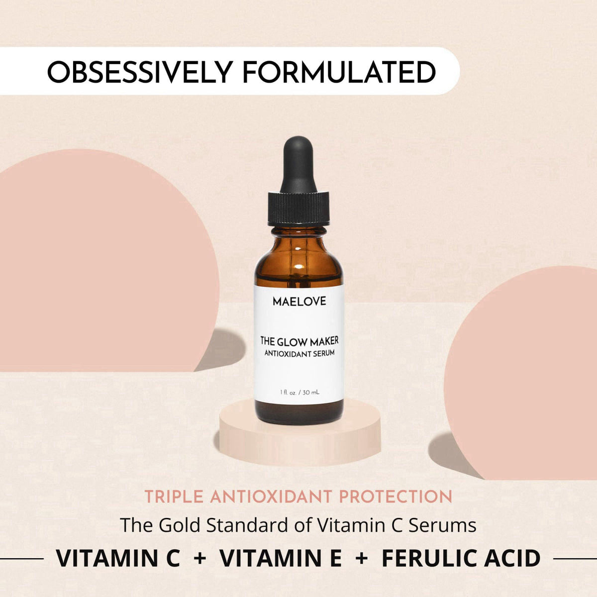MAELOVE Glow Maker Vitamin C Serum with Vitamin E & Ferulic Acid, 1 fl oz – full view