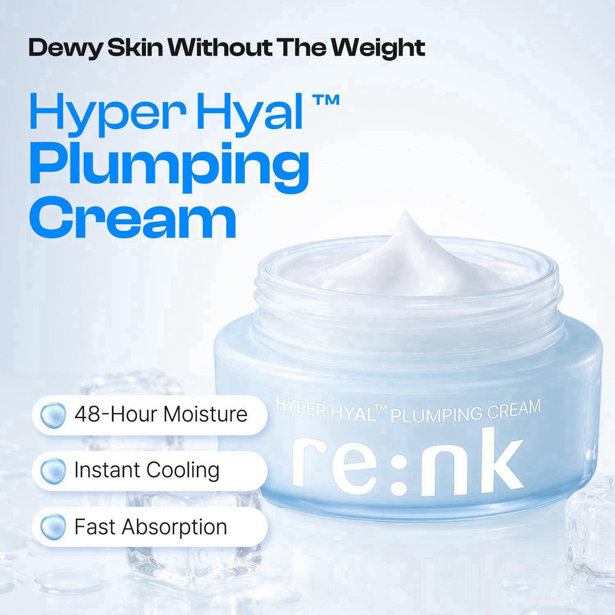 Re: NK re:nk Hyper Hyal Plumping Cream for Glass Skin – Soothing Daily Face Gel-Cream with Hyaluronic Acid with Cooling 