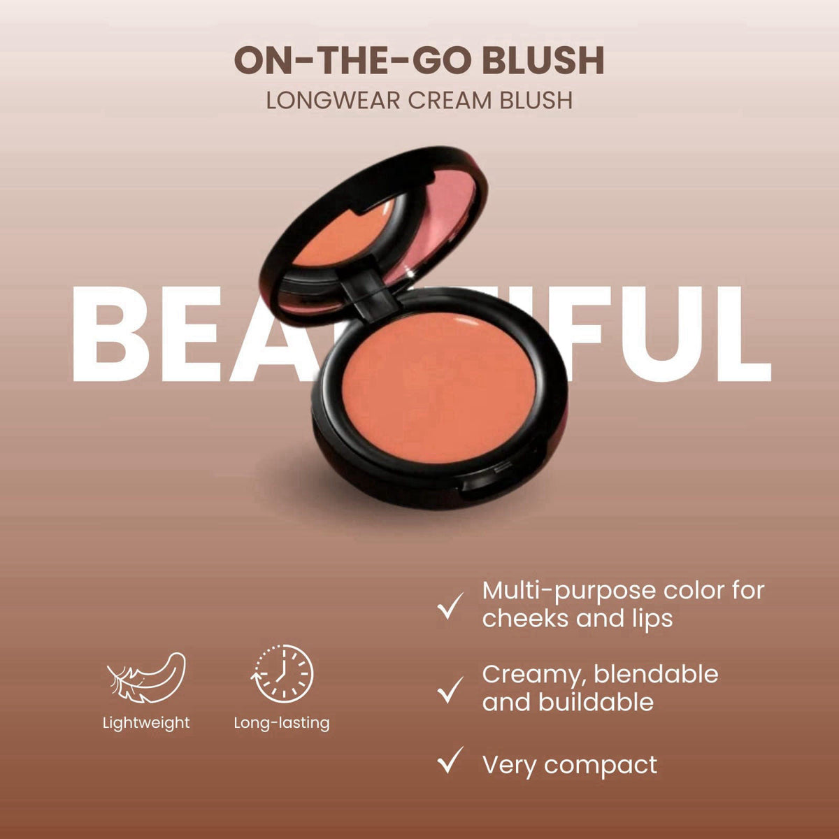 POISE INT'L BEVERLY HILLS POISE Makeup HD Crème Lip and Cheek Compact | High Pigment Cheek Blusher and Lipstick in One H