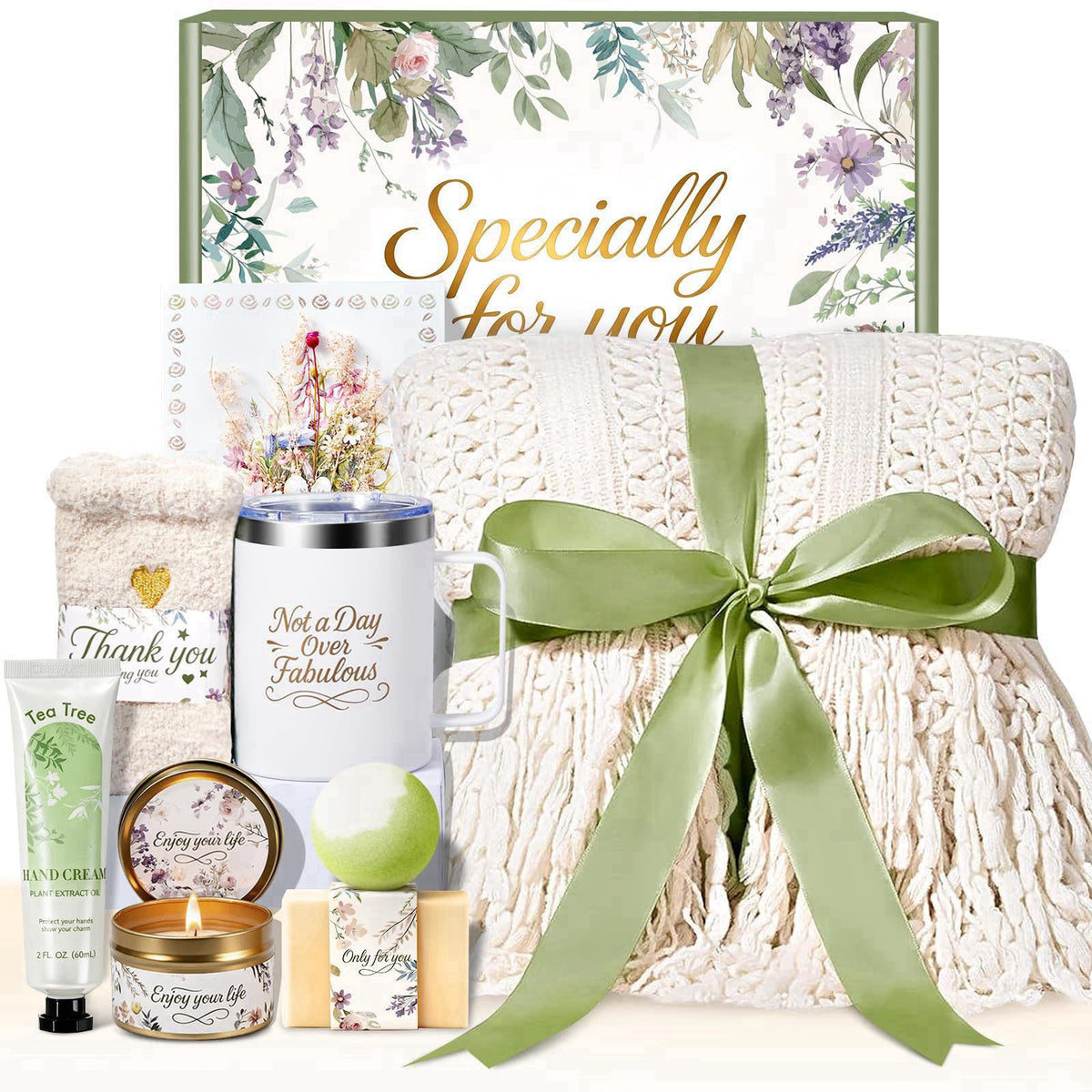 BodyRefresh Birthday Gifts for Women, Christmas Self Care Gift Basket for Her, Spa Gifts, Get Well Soon Gift, Thinking o