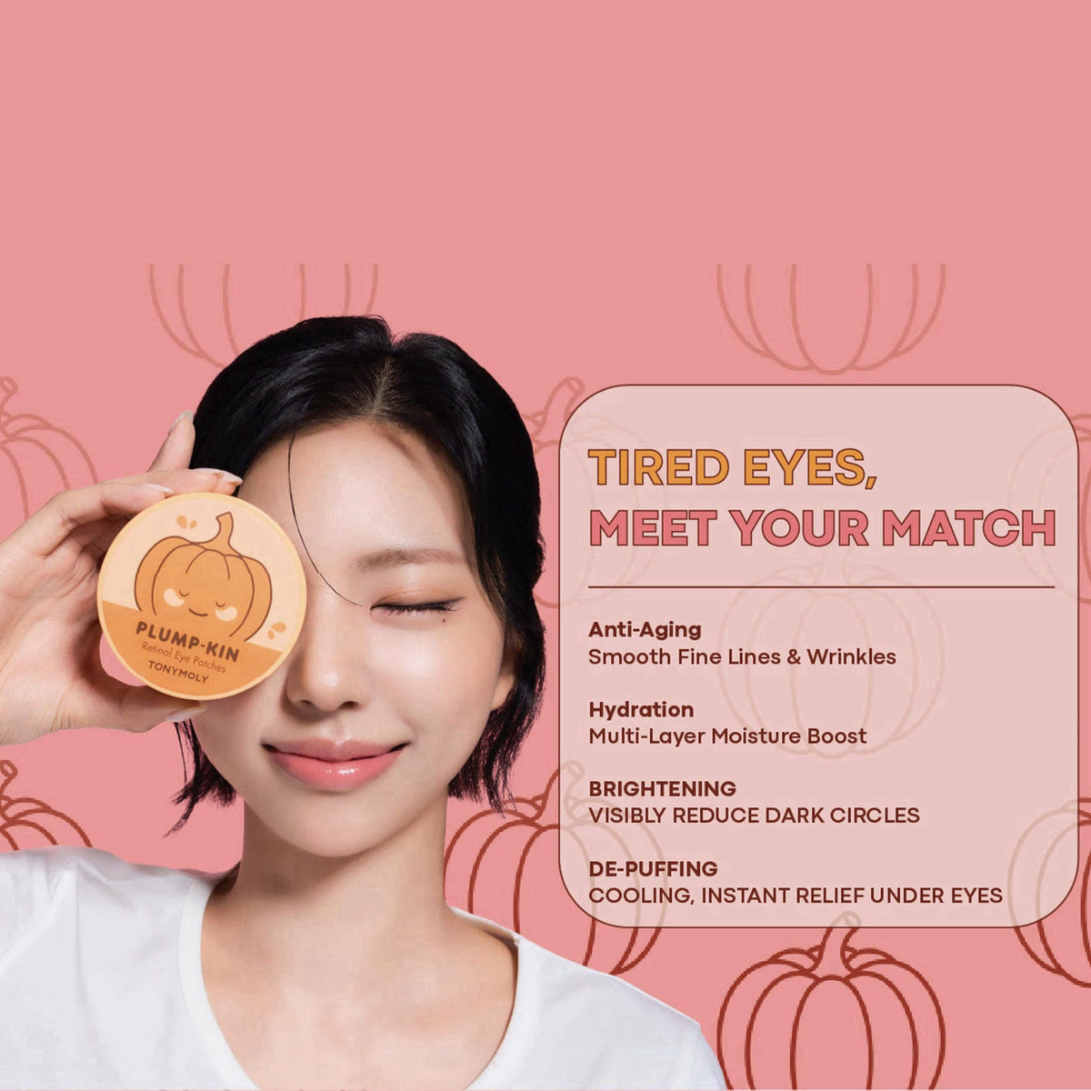 TONYMOLY Plump-kin Pumpkin Retinol Under Eye Patch, Dark Circles, 30 Pairs – full view