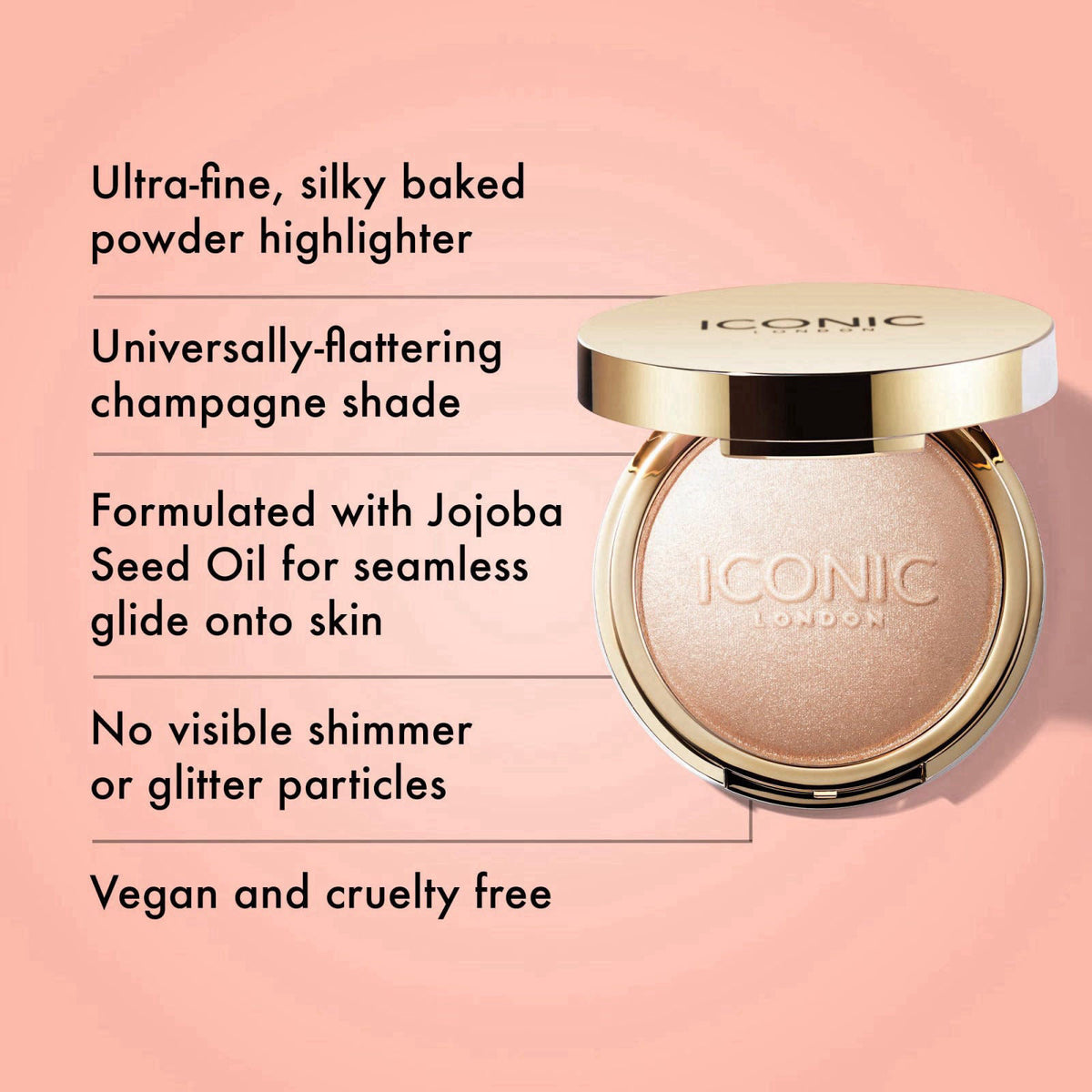 ICONIC LONDON Lit and Luminous Baked Highlighter | Powder Highlighter for a Radiant Glow, Cruelty-Free, Vegan Makeup, 0.