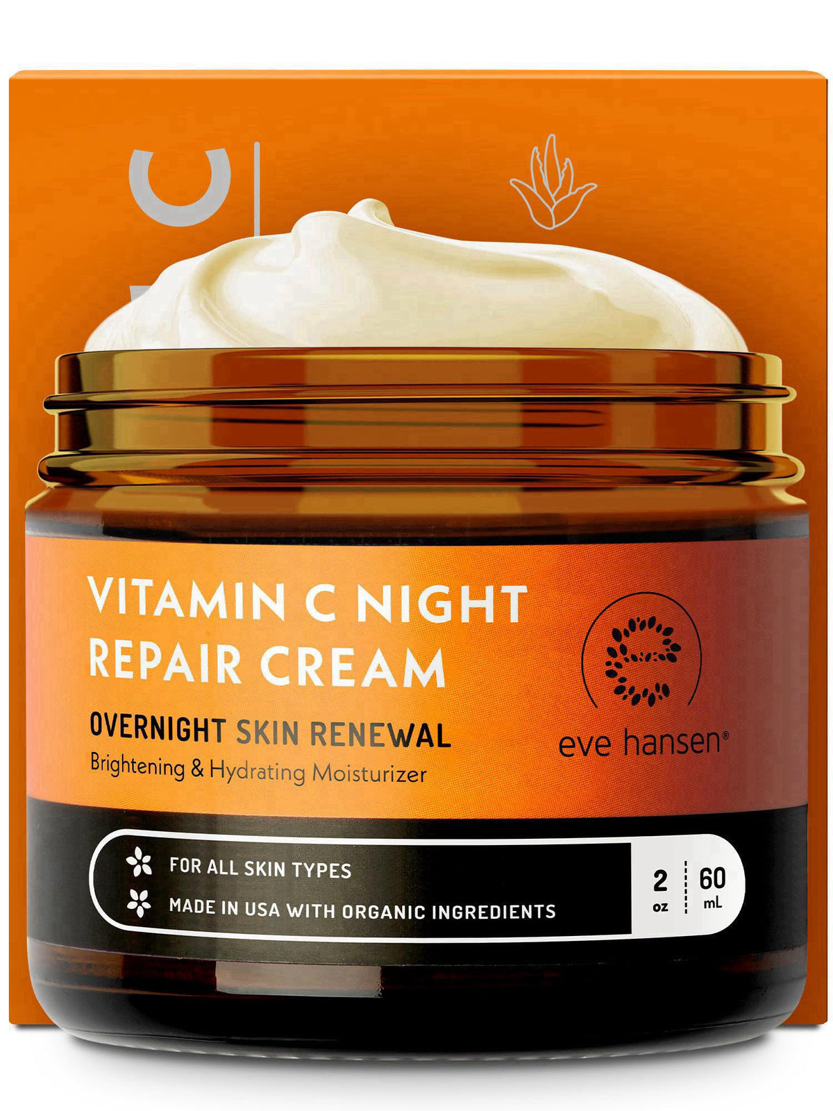 Eve Hansen Vitamin C Night Cream for Face & Neck, Brightening Night Repair Moisturizer for Mature, Dry Skin, Reduces the