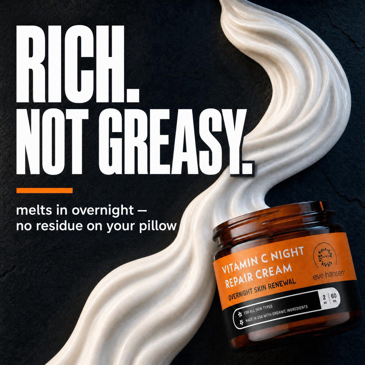 Eve Hansen Vitamin C Night Cream for Face & Neck, Brightening Night Repair Moisturizer for Mature, Dry Skin, Reduces the
