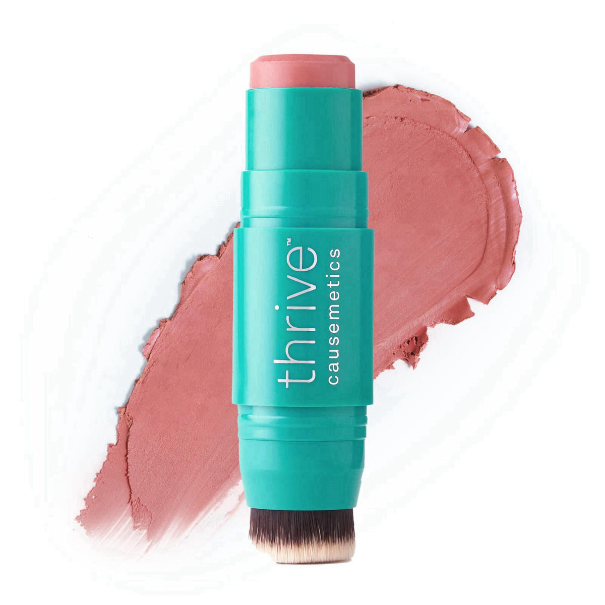Thrive Causemetics Cream Blush Triple Threat Color Stick, Dusty Rose Matte – close-up detail in Kaisa (Dusty Rose Matte)