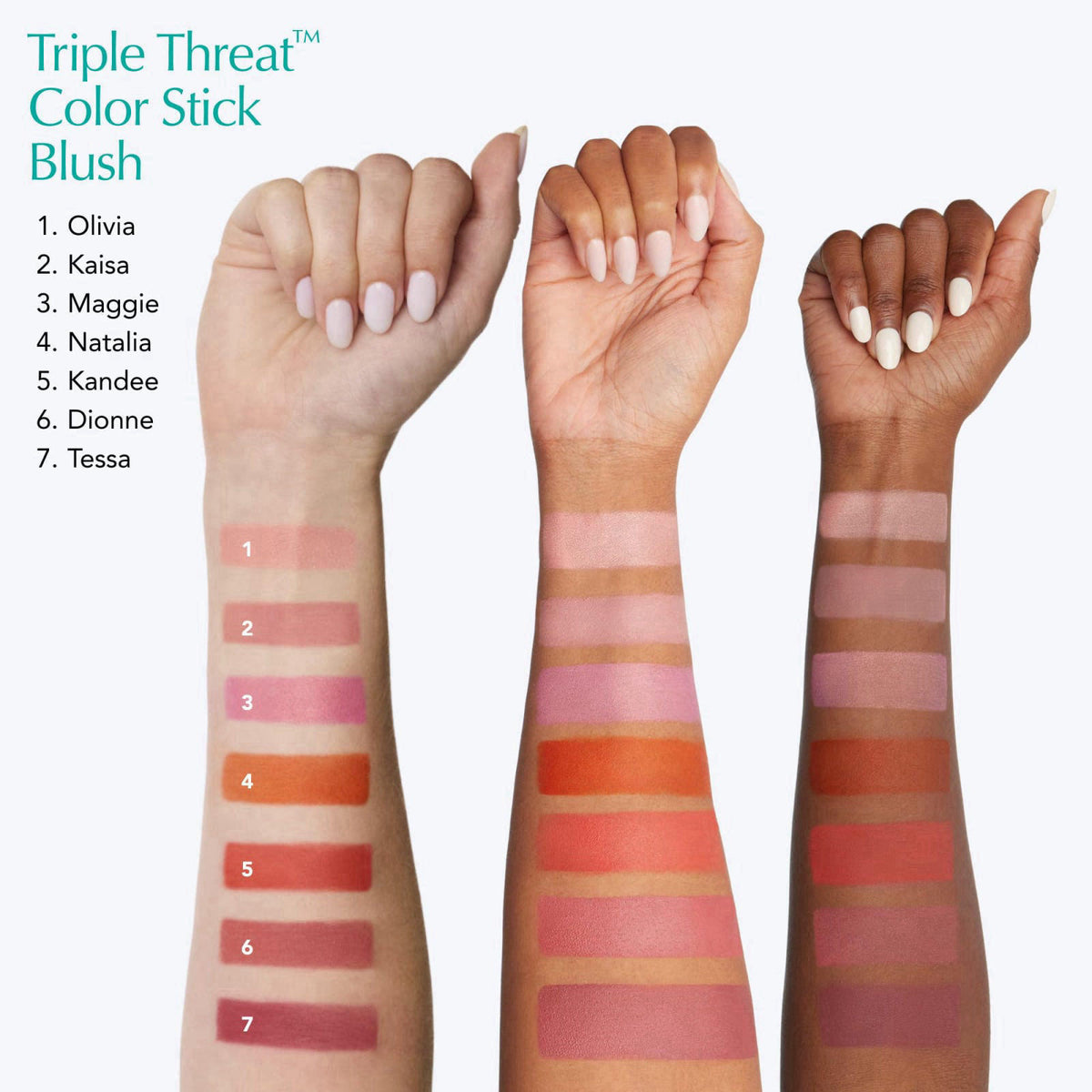 Thrive Causemetics Cream Blush Triple Threat Color Stick, Dusty Rose Matte – back view and specifications