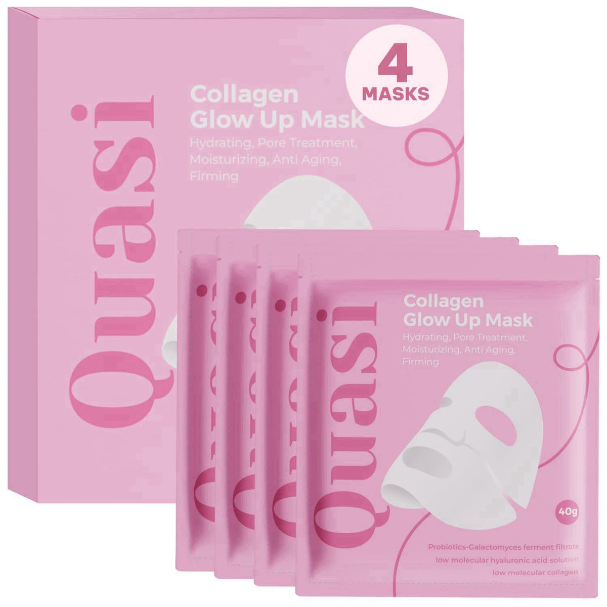 Quasi Bio-Collagen Face Mask Overnight – Hydrating Korean Sheet Mask – Niacinamide & Low Molecular Collagen – Firming & 