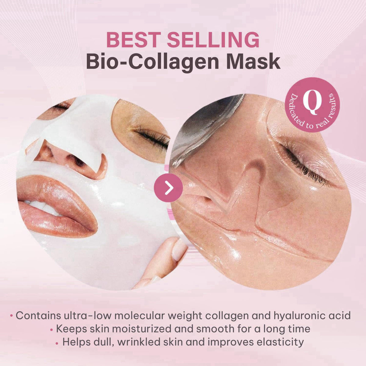 Quasi Bio-Collagen Face Mask Overnight – Hydrating Korean Sheet Mask – Niacinamide & Low Molecular Collagen – Firming & 