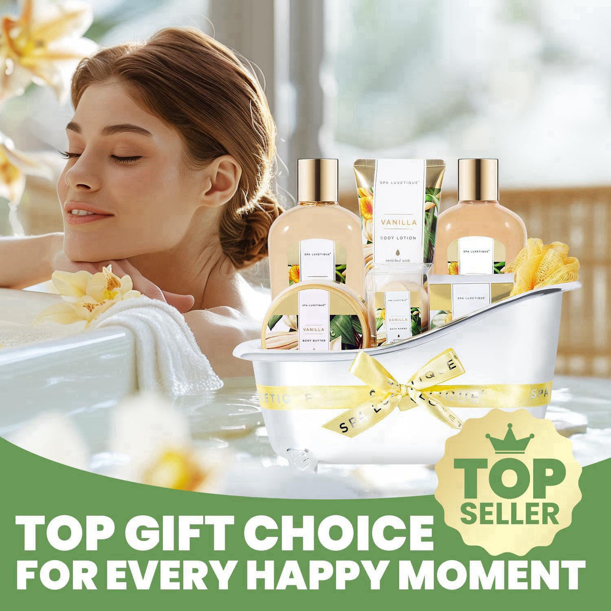 Spa Gift Sets, Gifts for Her, 8pcs Vanilla Bath Sets with Body Butter, Bubble Bath, Bath Bomb, Bath Sets for Women Gifts