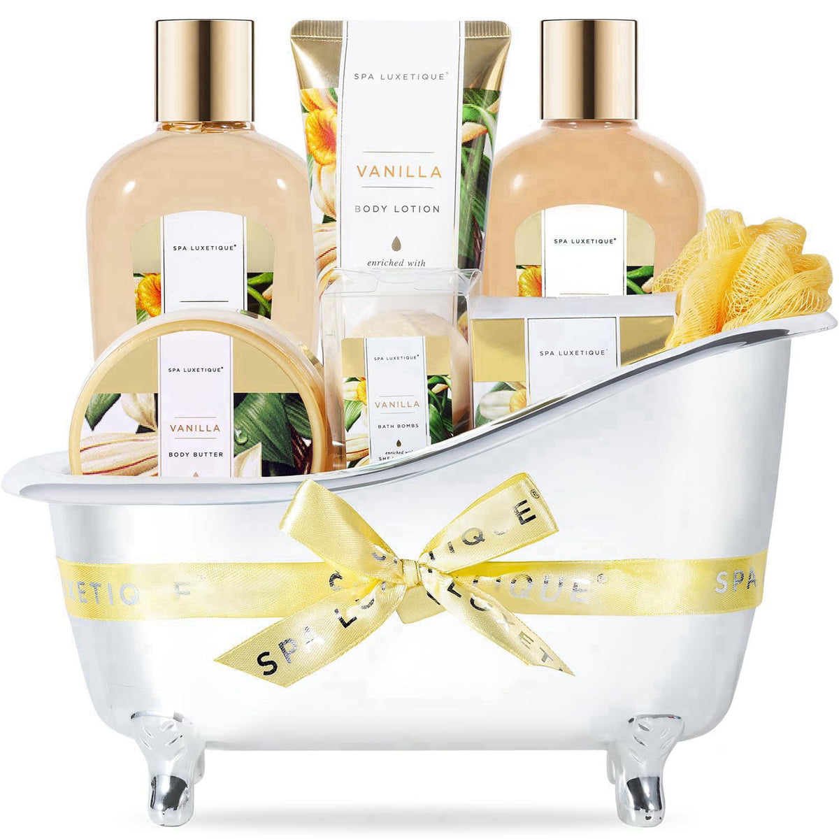 Spa Gift Sets, Gifts for Her, 8pcs Vanilla Bath Sets with Body Butter, Bubble Bath, Bath Bomb, Bath Sets for Women Gifts