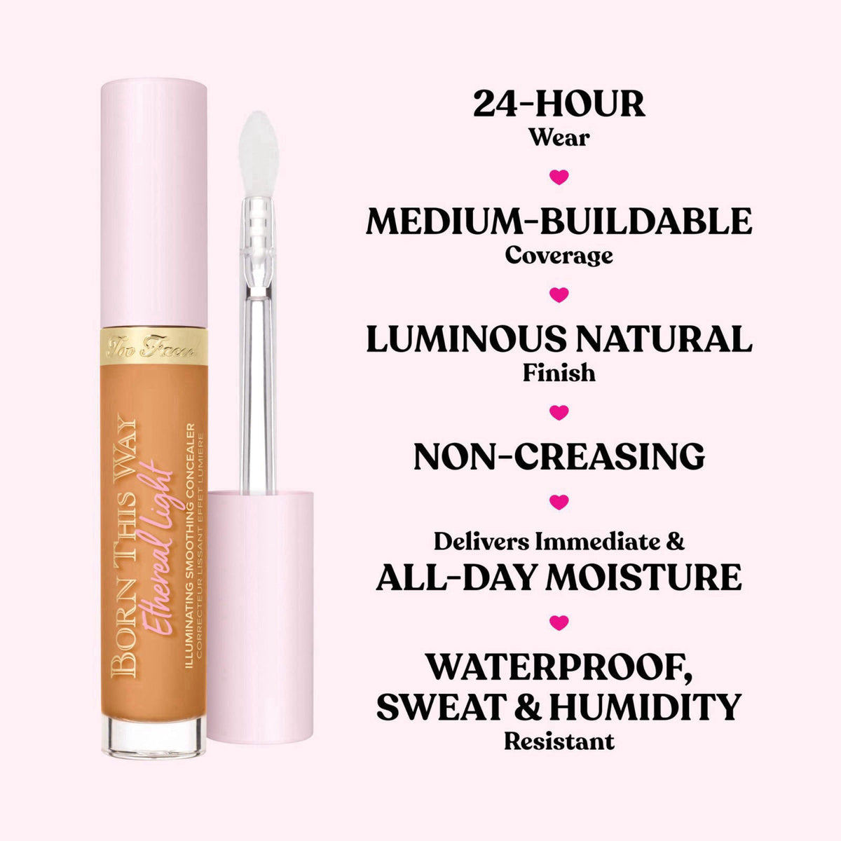 Too Faced Born This Way Ethereal Light Illuminating Smoothing Concealer | With Hyaluronic Acid, Conceals + Brightens Dar