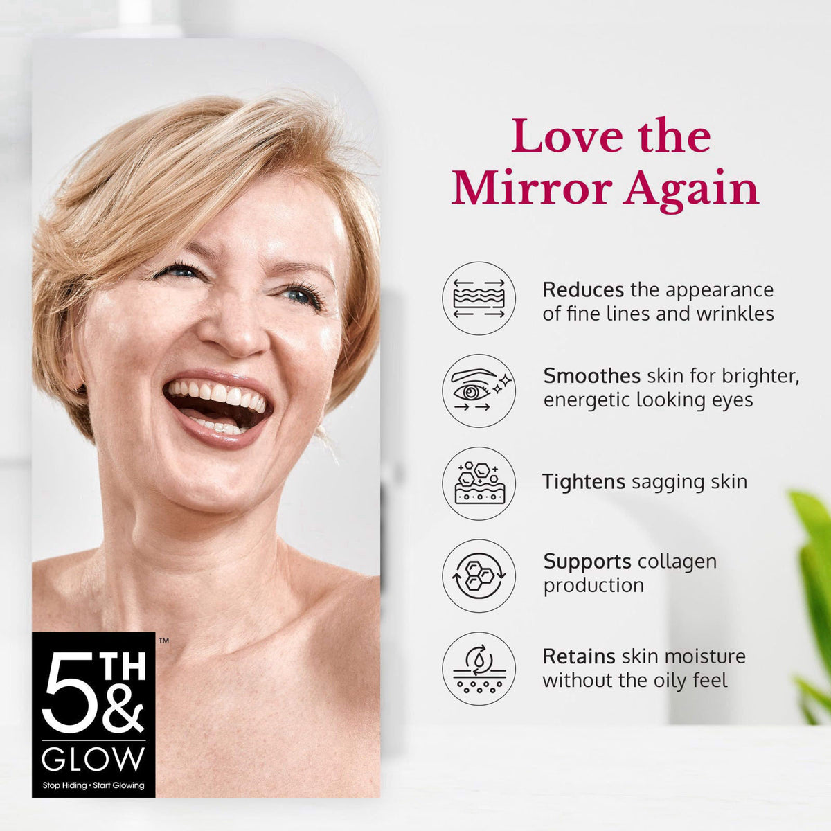 5th & Glow Lumiace - Eye Wrinkle Cream for Women - Peptides for Crows Feet and Bags – alternate angle