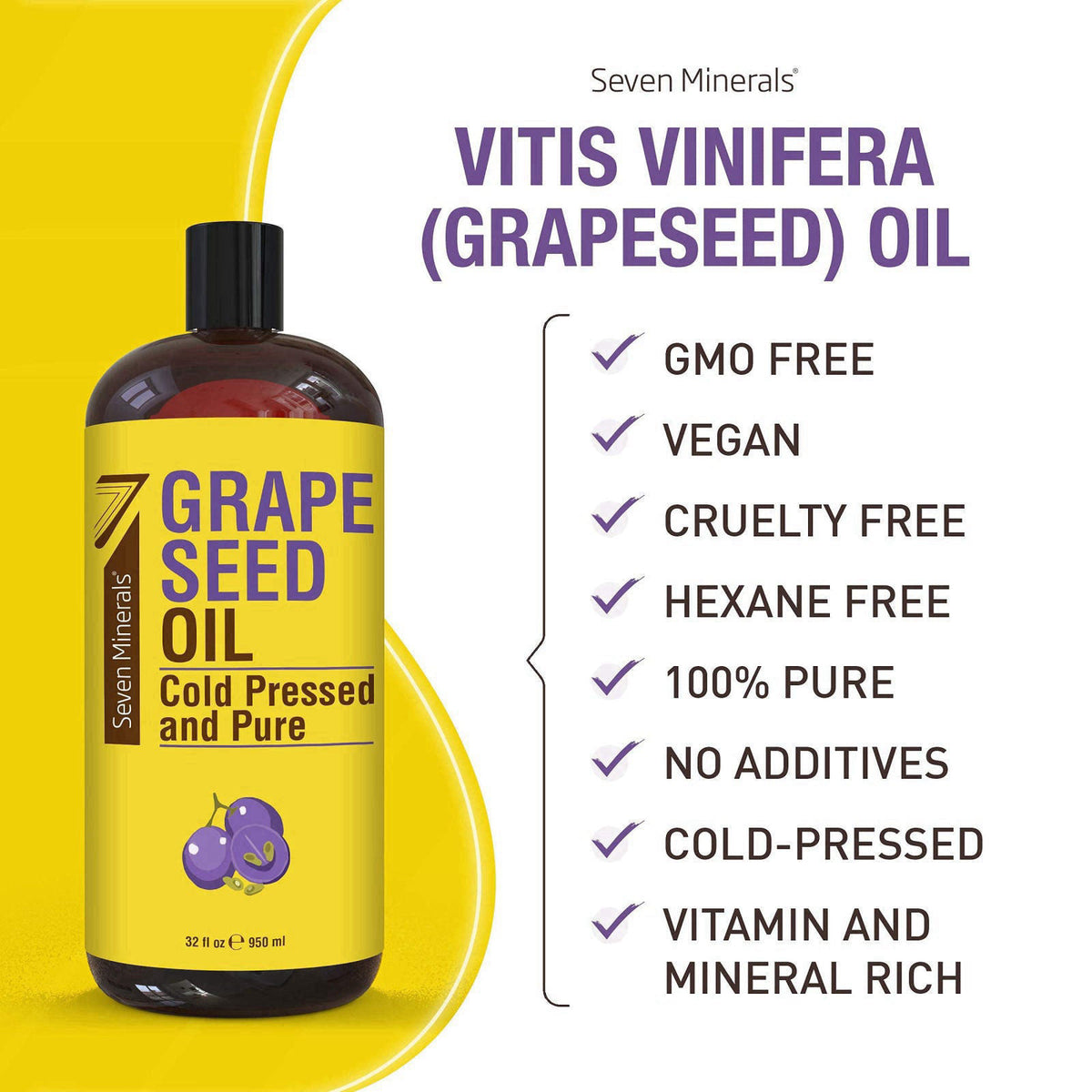 Seven Minerals Pure Grapeseed Oil & Pure Castor Oil – alternate angle