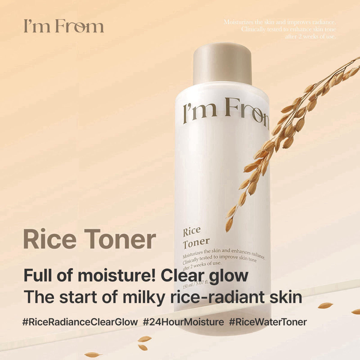 I'm From Rice Toner, Korea Glow Milky Rice Toner, niacinamide, Glass&Dewy, Hydration, Calming, All Skin Types, Korean Sk