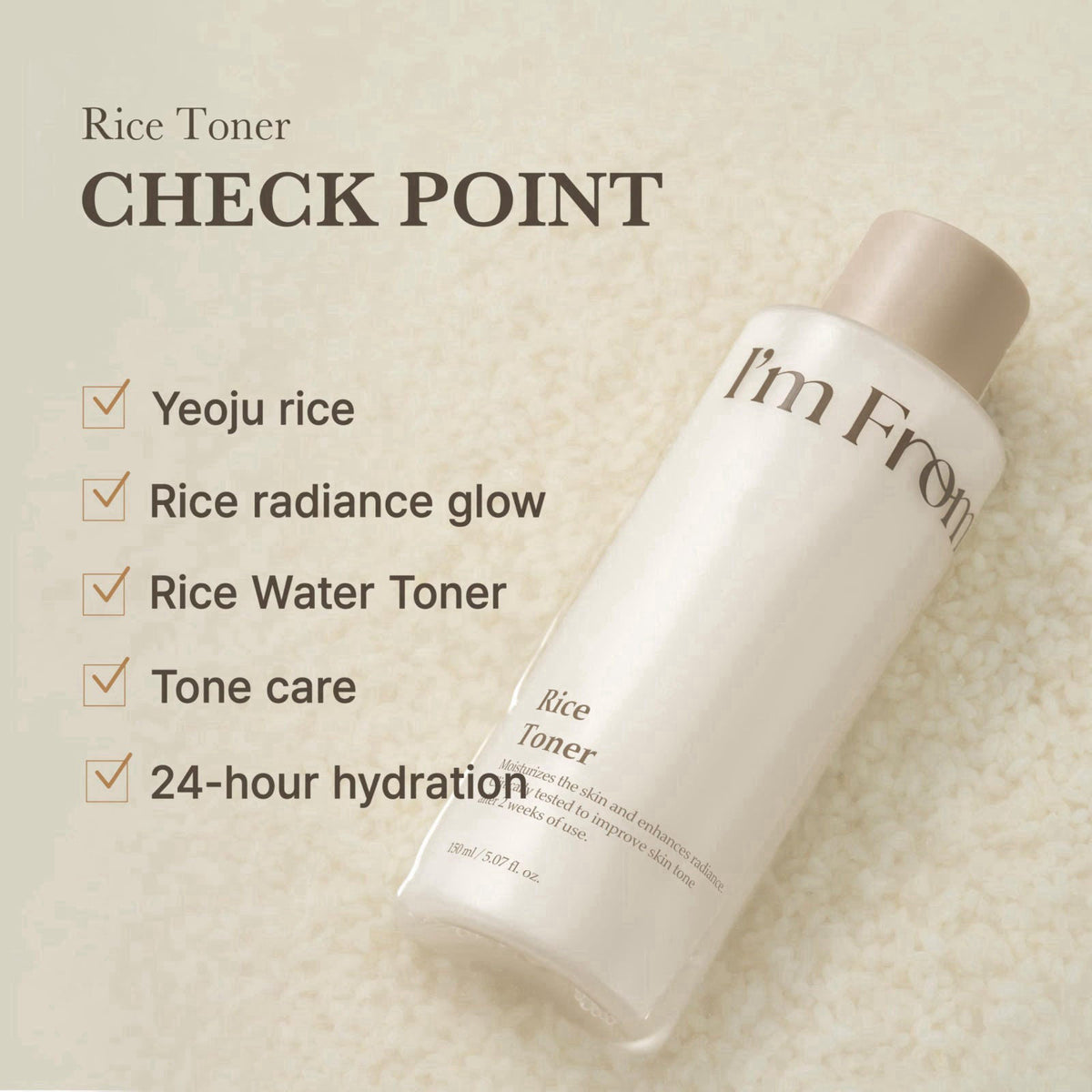 I'm From Rice Toner, Korea Glow Milky Rice Toner, niacinamide, Glass&Dewy, Hydration, Calming, All Skin Types, Korean Sk