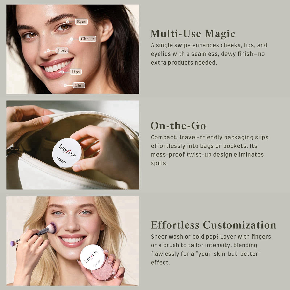 bayfree Multi Glow Balm & Original Kit Gifts Set, Cream Blush for Cheeks, Korean Makeup Set for Women & Beginners, Vegan