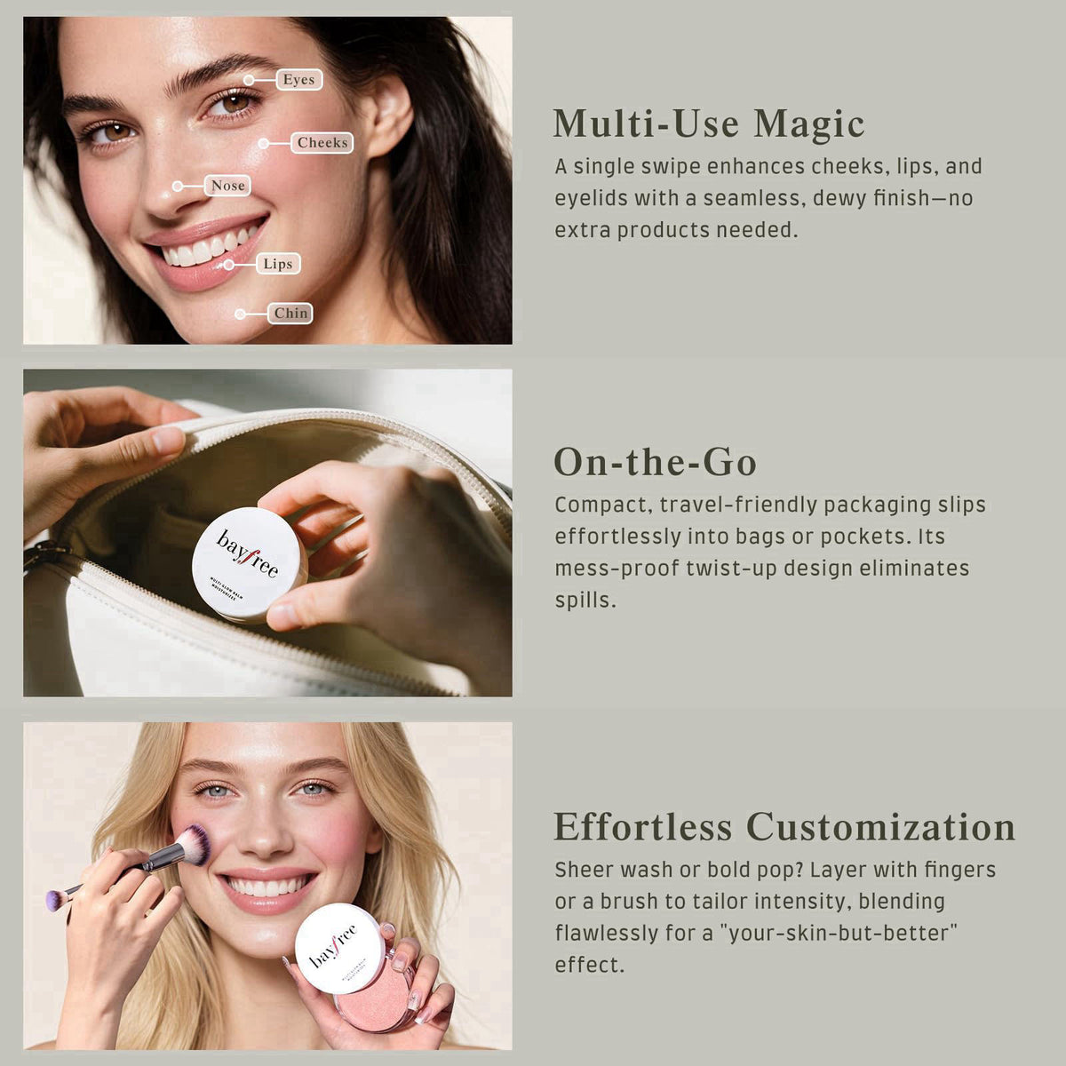 bayfree Multi Glow Balm & Original Kit Gifts Set, Cream Blush for Cheeks, Korean Makeup Set for Women & Beginners, Vegan