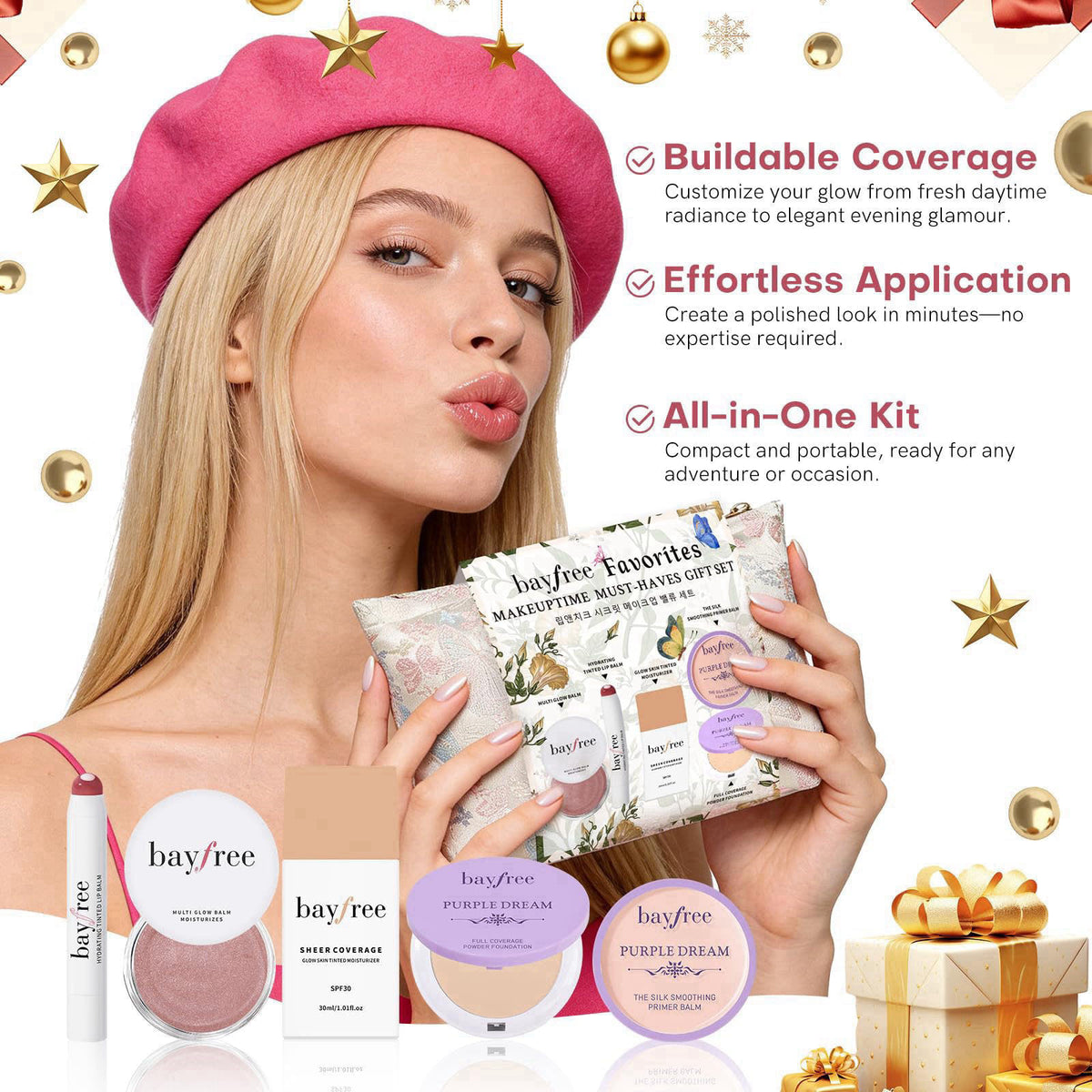 bayfree Multi Glow Balm & Original Kit Gifts Set, Cream Blush for Cheeks, Korean Makeup Set for Women & Beginners, Vegan