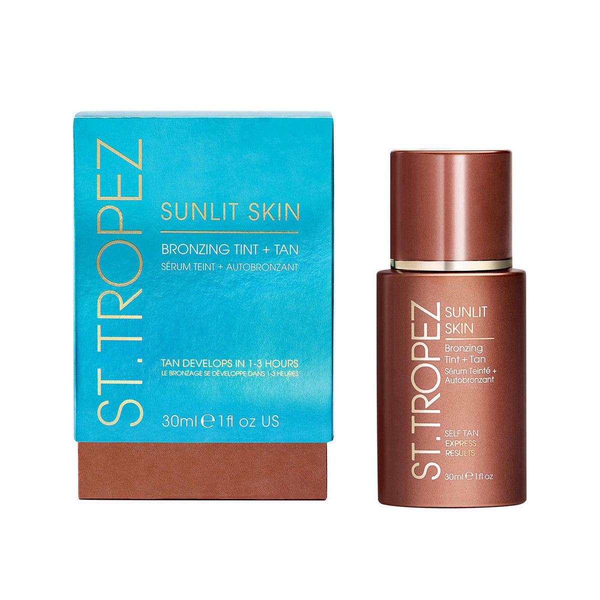 St.Tropez Sunlit Skin Bronzing Tint and Liquid Bronzer For Face & Skin, Creates A Sun-Kissed Glow with Hyaluronic acid, 