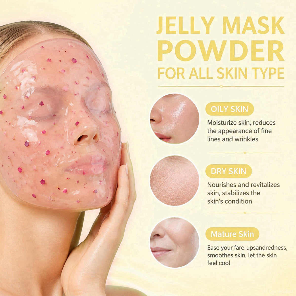 YMEYFAN Jelly Mask for Facials Professional, 24K Gold Peel Off Jelly Face Mask Powder, Deep Hydrating Moisturizing Facia