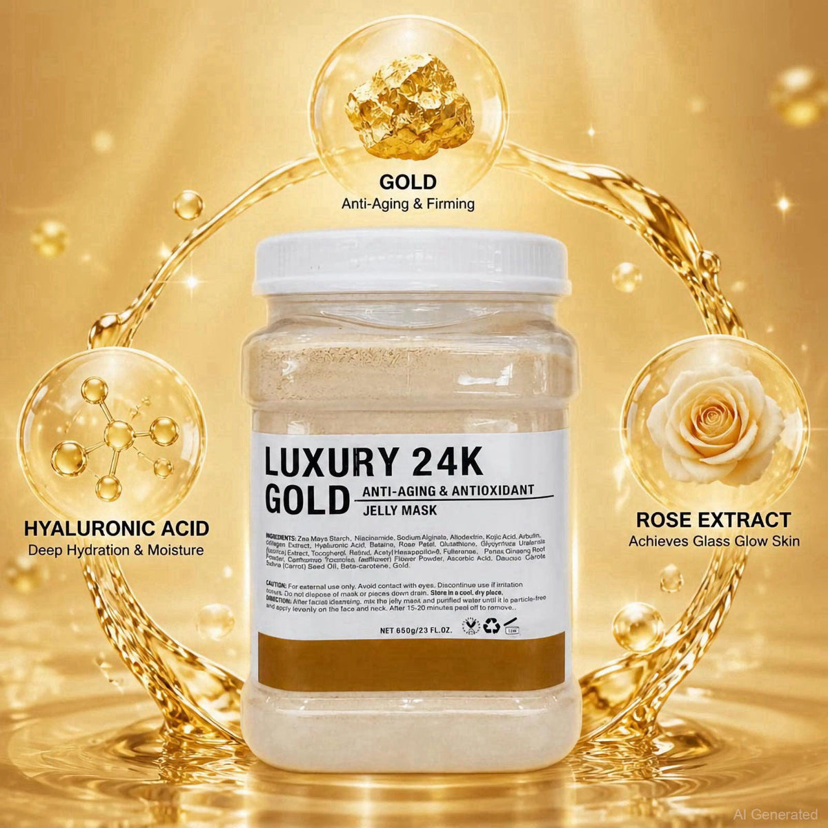 YMEYFAN Jelly Mask for Facials Professional, 24K Gold Peel Off Jelly Face Mask Powder, Deep Hydrating Moisturizing Facia