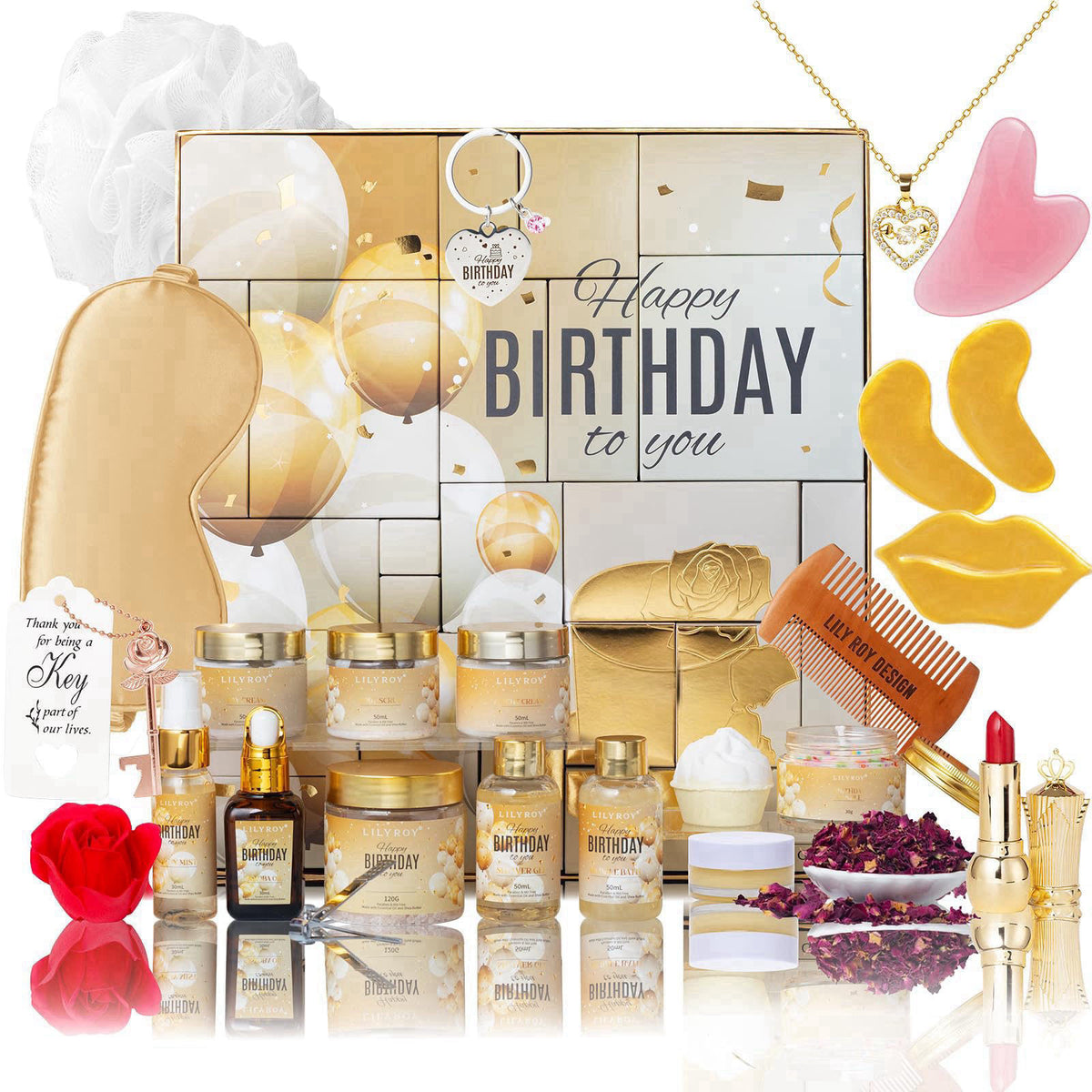 LILY ROY 24Pcs Birthday Gifts - Happy Birthday Presents Bath Spa Gift Set for Women – product photo (Sets &amp; Kits)