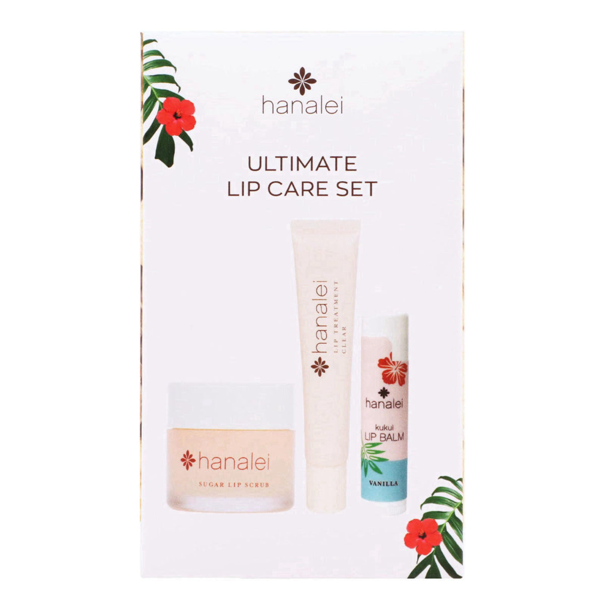 Hanalei Ultimate Lip Care Set – Scrub, Treatment & Balm Trio – close-up detail