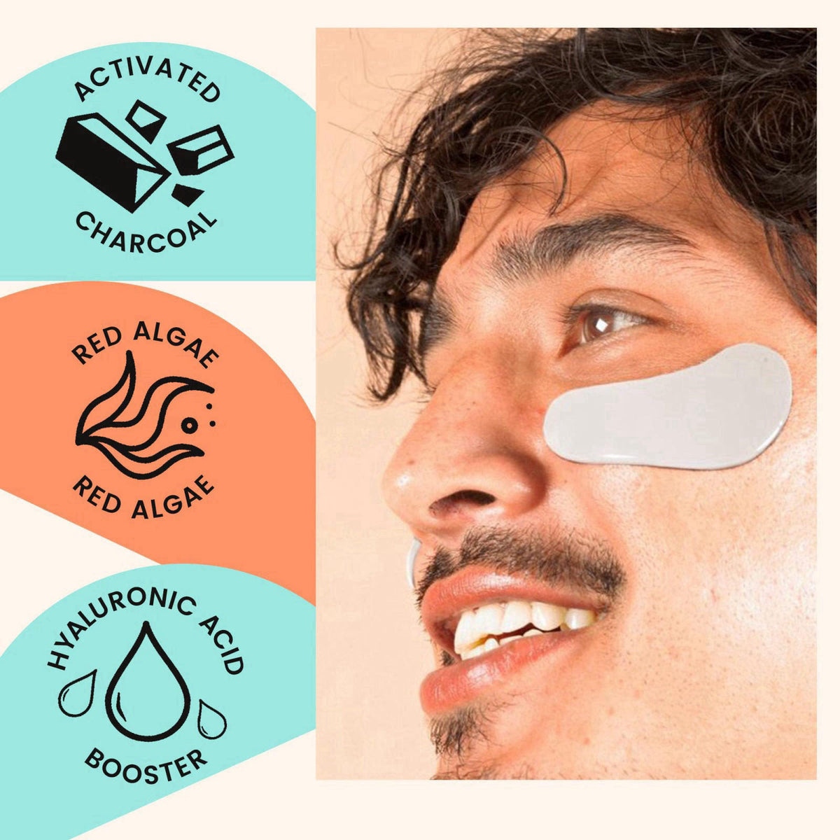 BLAQ Premium Under Eye Hydrating Patches for Dry Skin, Dark Circles and Puffiness. Snow Mushroom, Green Tea, Marine Alga