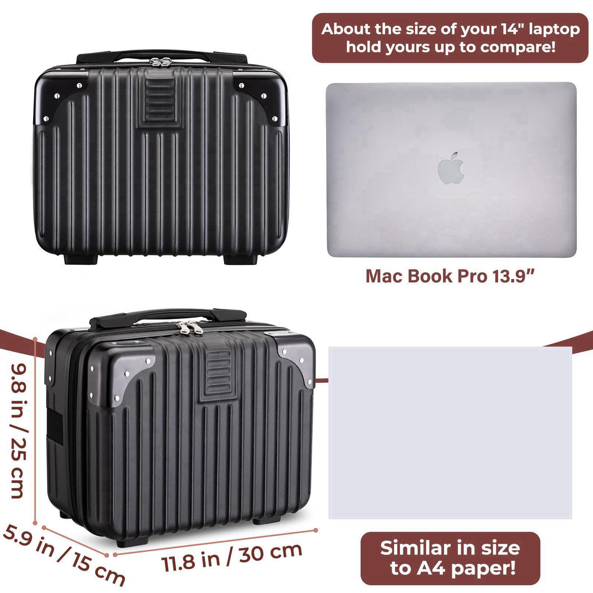 Noverlife 14in Portable Hard Shell Cosmetic Travel Case with Elastic Strap – packaging and label