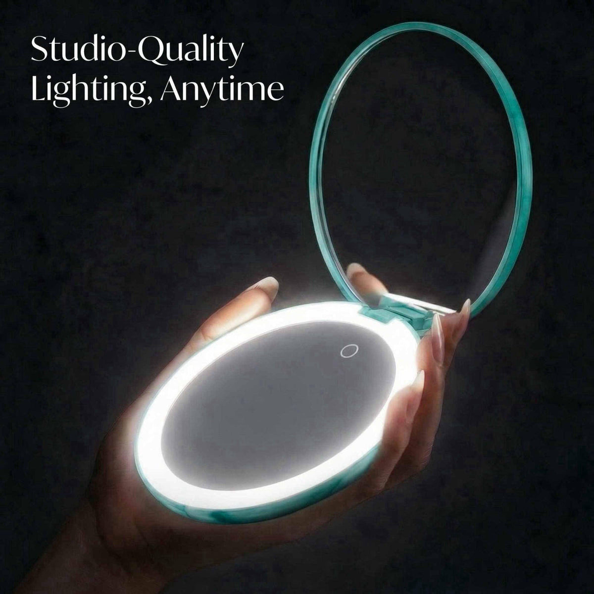 Fancii Taylor LED Lighted Travel Makeup Mirror, Rechargeable, 10x /1x Magnifying, Tru-Glow Lighting System, XL Large 5” 