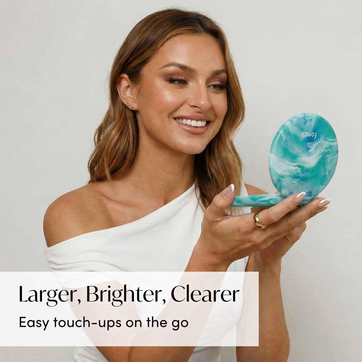 Fancii Taylor LED Lighted Travel Makeup Mirror, Rechargeable, 10x /1x Magnifying, Tru-Glow Lighting System, XL Large 5” 
