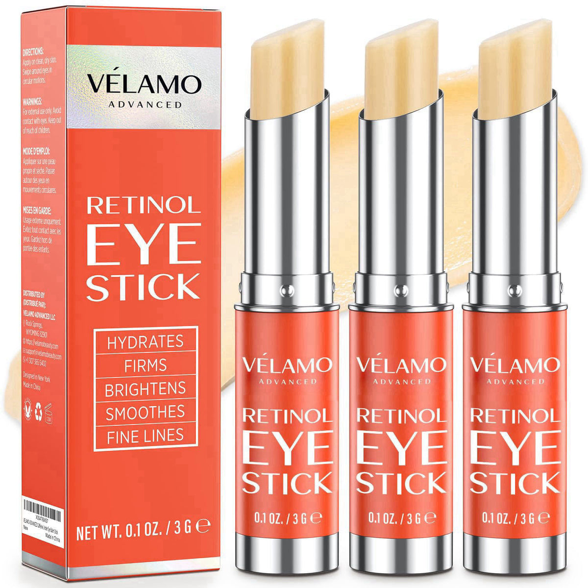 VELAMO ADVANCED Retinol Eye Stick: Renewing & Firming Under Eye Balm for Dark Circles, Puffiness, Fine Lines & Wrinkles 