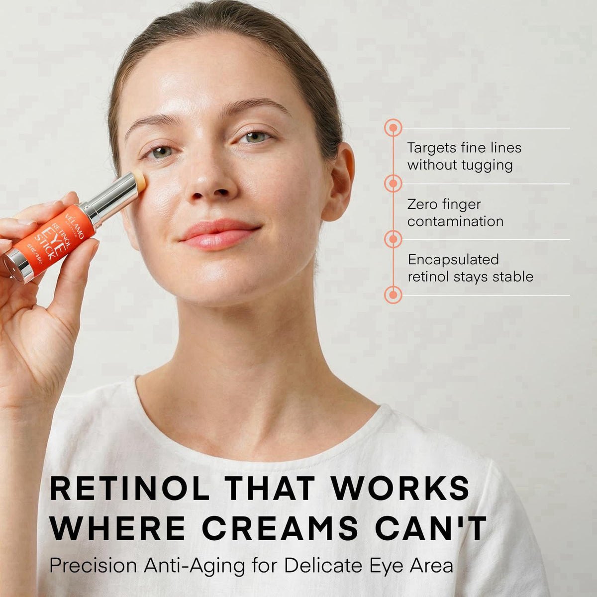 VELAMO ADVANCED Retinol Eye Stick: Renewing & Firming Under Eye Balm for Dark Circles, Puffiness, Fine Lines & Wrinkles 