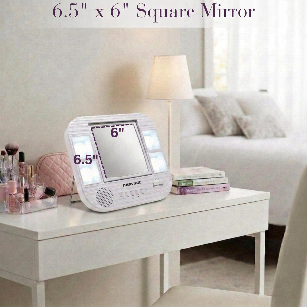 JERDON Lighted Makeup Mirror with 5X Magnification - White - J1025 – close-up detail in White