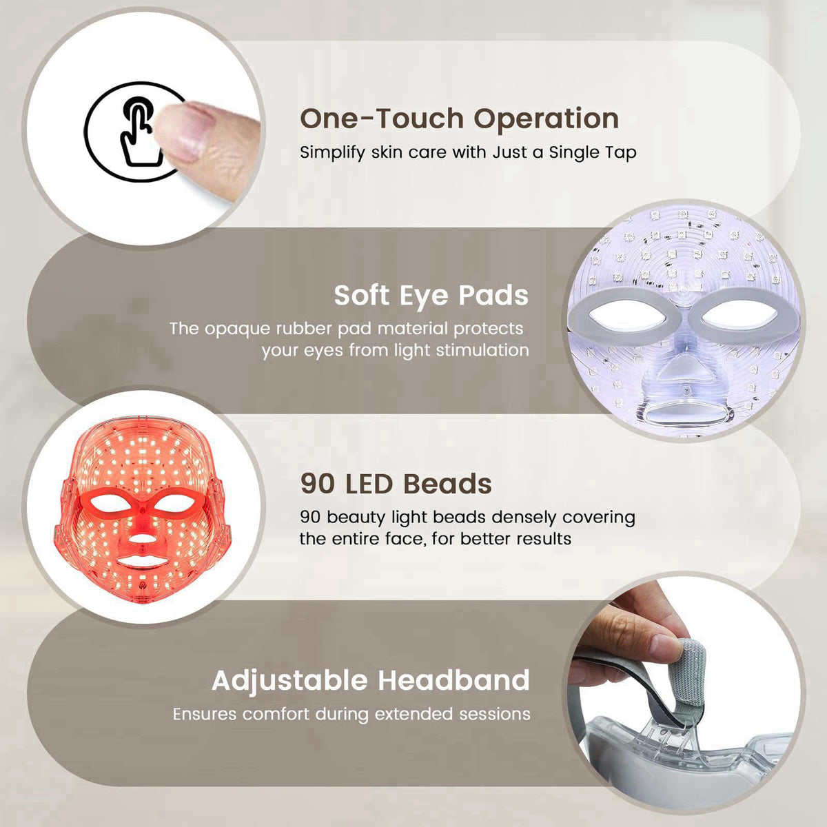 TOYHIS LED Face Mask Light Therapy,LED Light Therapy Mask for Face，Portable 7 Colors LED Facial Skin Care Mask for Home 