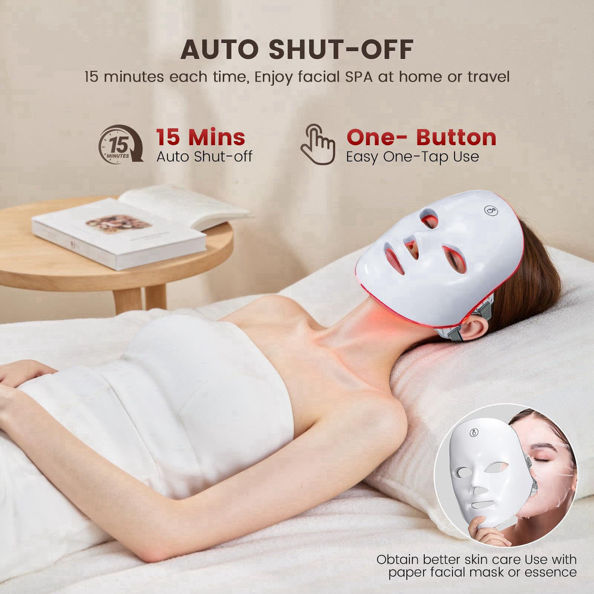 TOYHIS LED Face Mask Light Therapy,LED Light Therapy Mask for Face，Portable 7 Colors LED Facial Skin Care Mask for Home 
