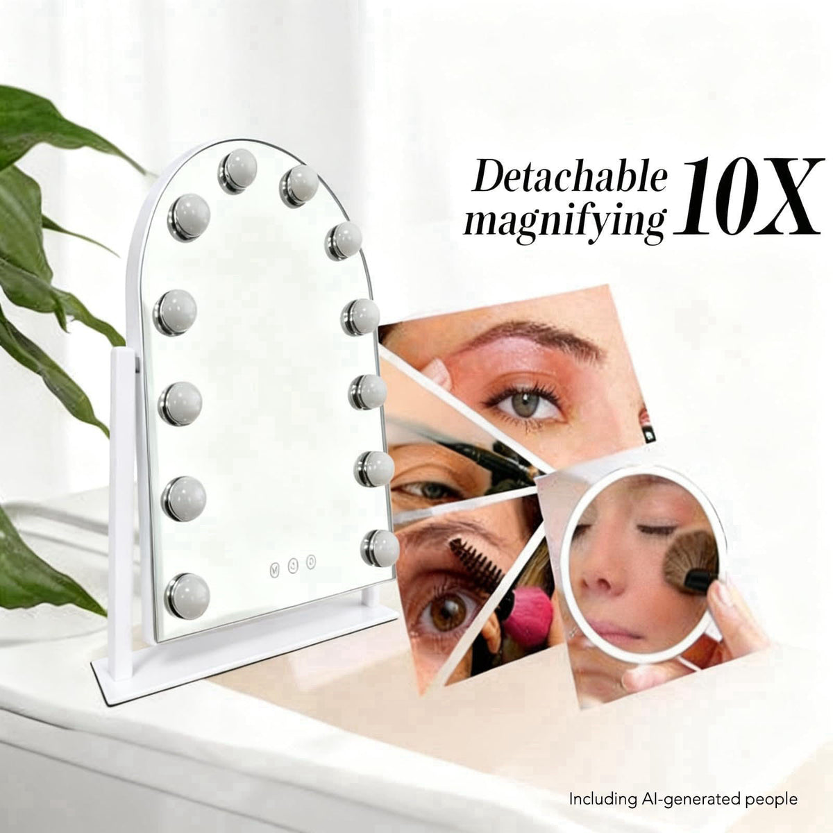 SLIMOON Arched Makeup Vanity Mirror with Lights,10X,White 18.5"x 14.17" – packaging and label