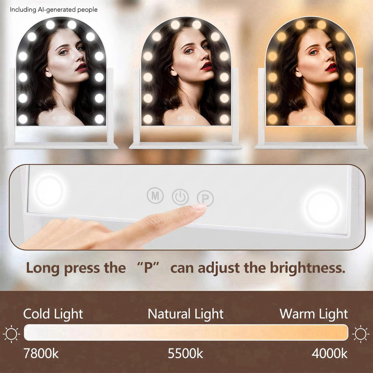 SLIMOON Arched Makeup Vanity Mirror with Lights,10X,White 18.5"x 14.17" – full view