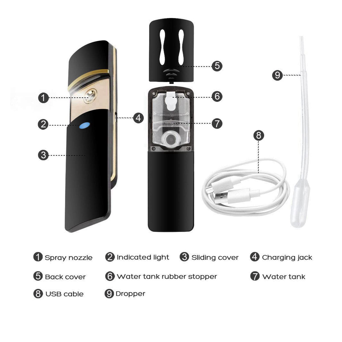 ZLiME Kingsmile Exquisite Face Mister, Portable Nano Mist Sprayer, Facial Mister, Cool Face Moisturizing, Handy Hydratin