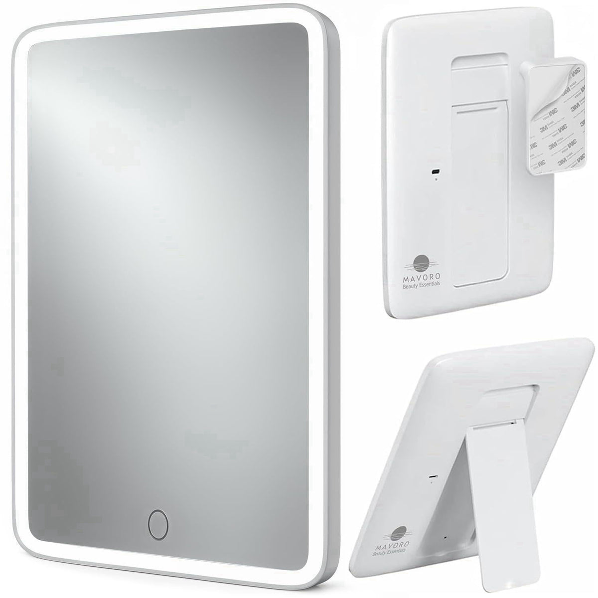 Mavoro 7x9 LED Makeup Mirror | Glass | 3M Wall Mount | Table Stand – Led, Acrylonitrile Butadiene Styrene (ABS)