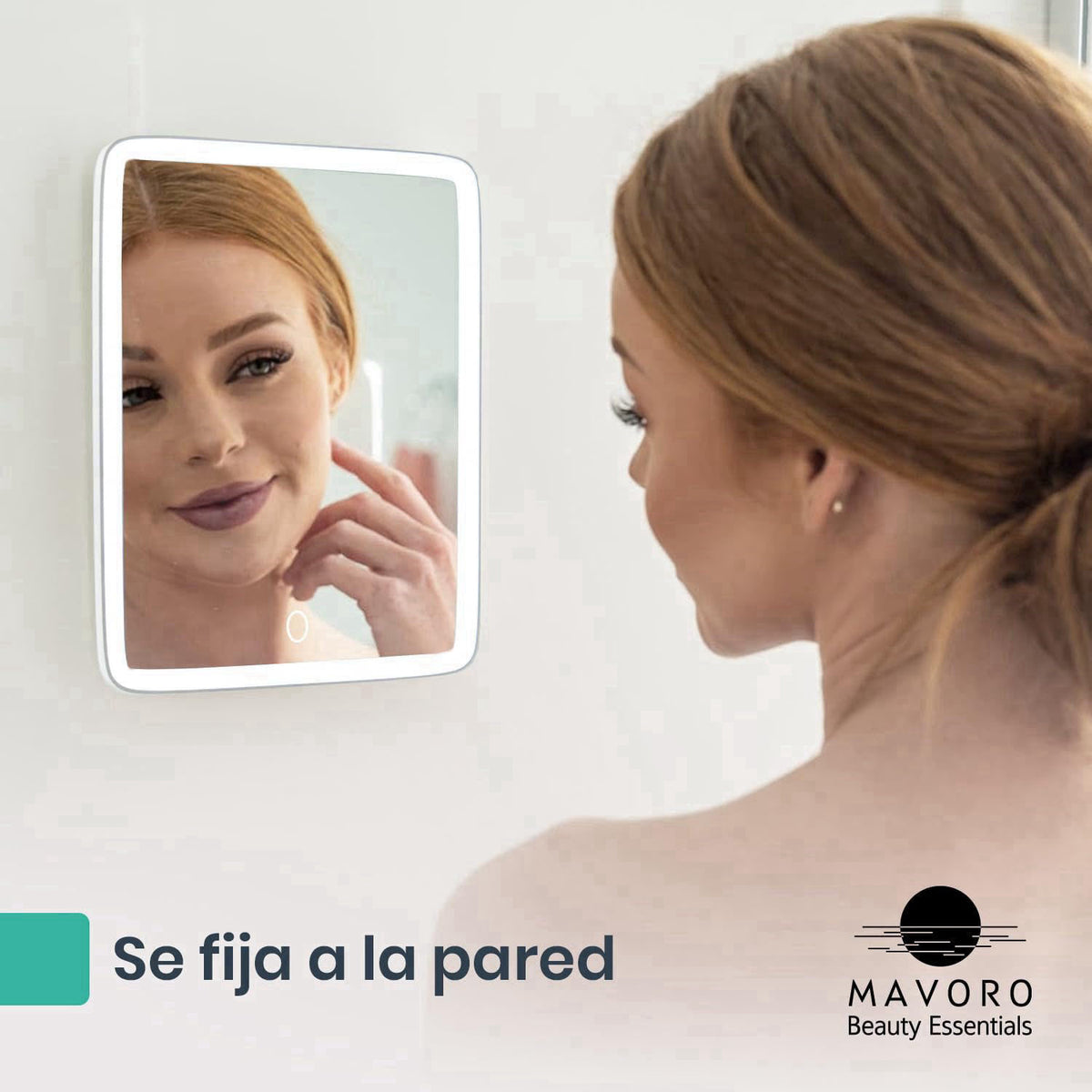 Mavoro 7x9 LED Makeup Mirror | Glass | 3M Wall Mount | Table Stand – packaging and label