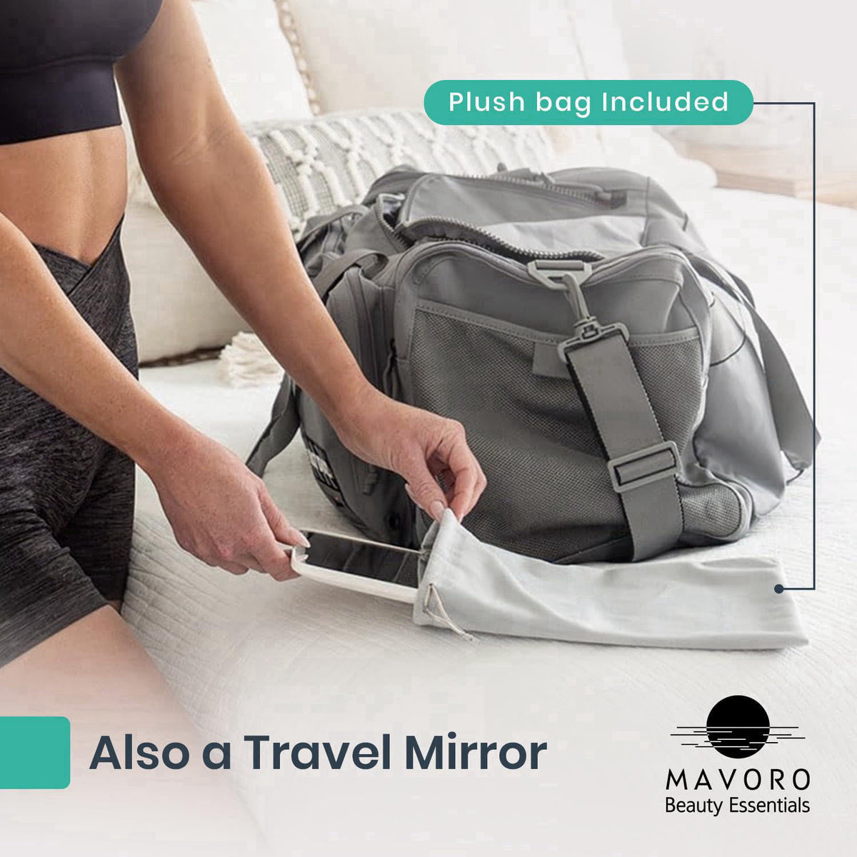 Mavoro 7x9 LED Makeup Mirror | Glass | 3M Wall Mount | Table Stand – alternate angle