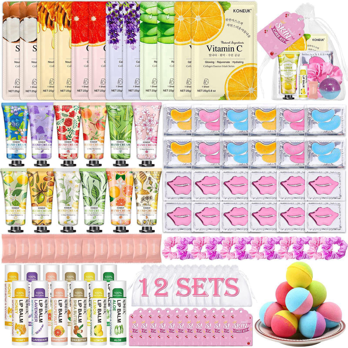 KONEUK 120 PCS Spa Party Supplies for Women, Spa Birthday Sleepover Party Supplies – product photo (Masks)