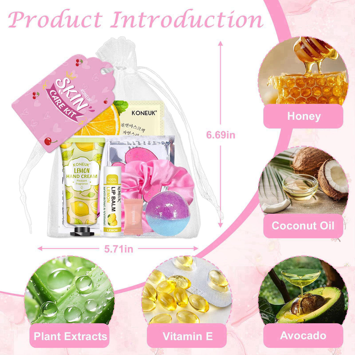 KONEUK 120 PCS Spa Party Supplies for Women, Spa Birthday Sleepover Party Supplies – back view and specifications